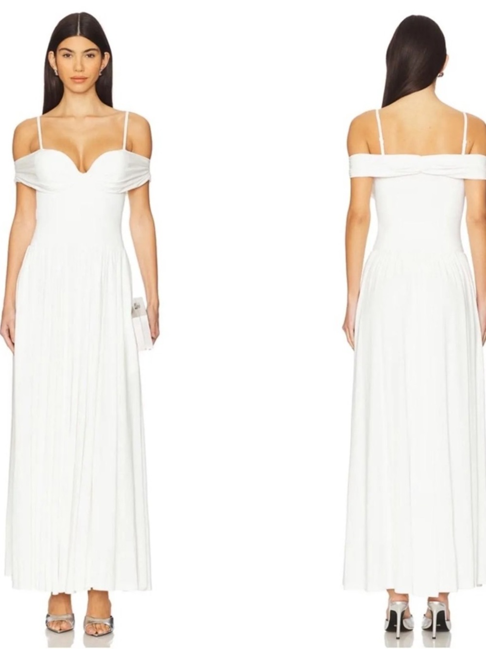 Jonathan Simkhai White Off-Shoulder Maxi Dress with Spaghetti Straps